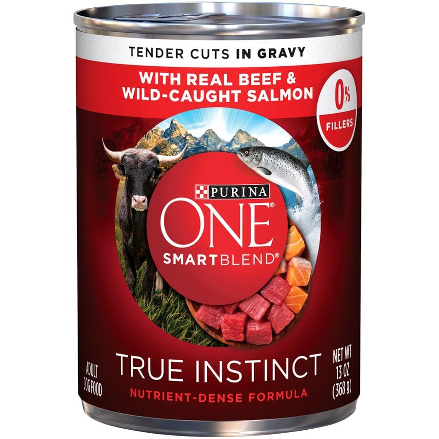 Purina One True Instinct High-Protein Tender Cuts in Gravy Beef and Salmon Canned Dog Food - 13 Oz - Case of 12