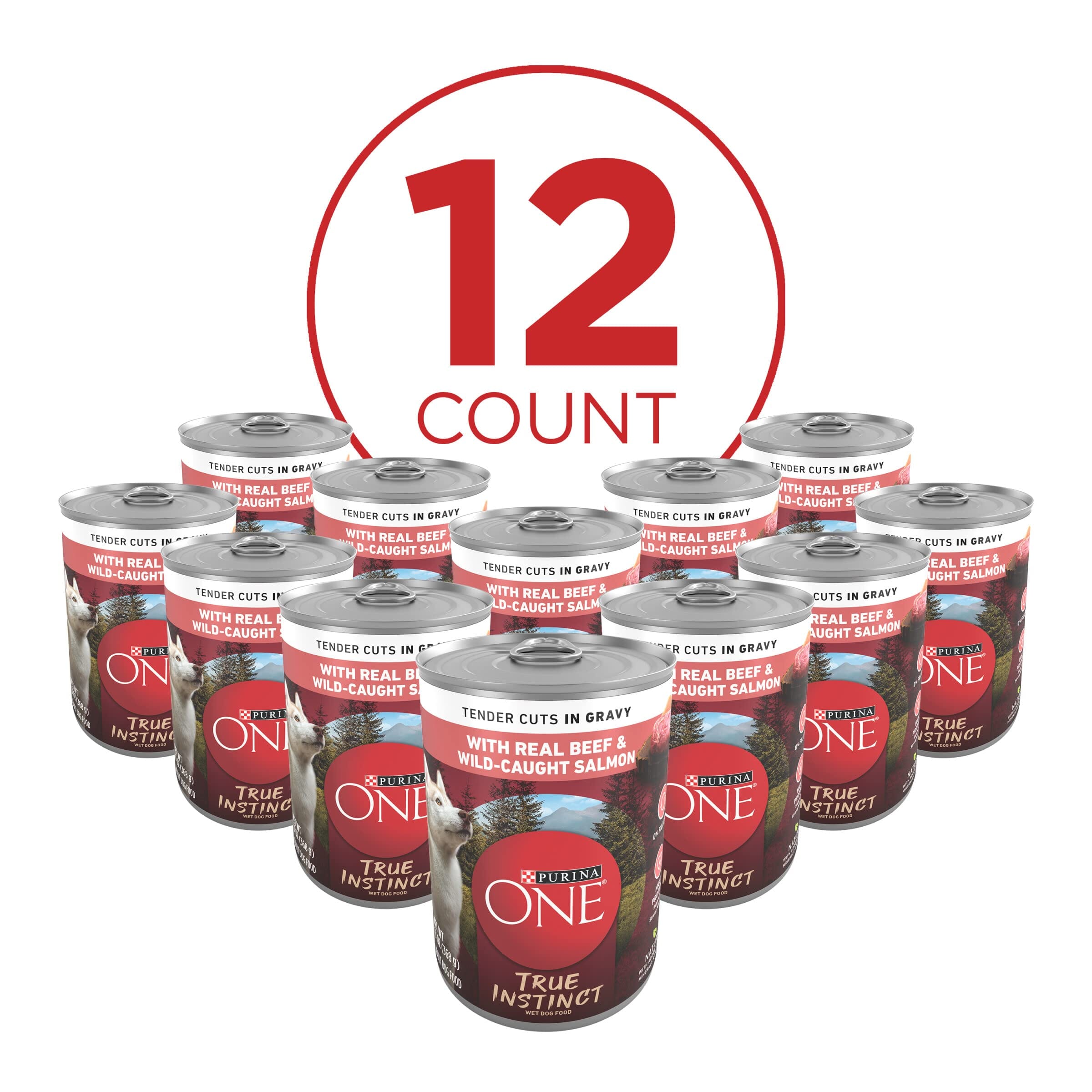 Purina One True Instinct High-Protein Tender Cuts in Gravy Beef and Salmon Canned Dog Food - 13 Oz - Case of 12