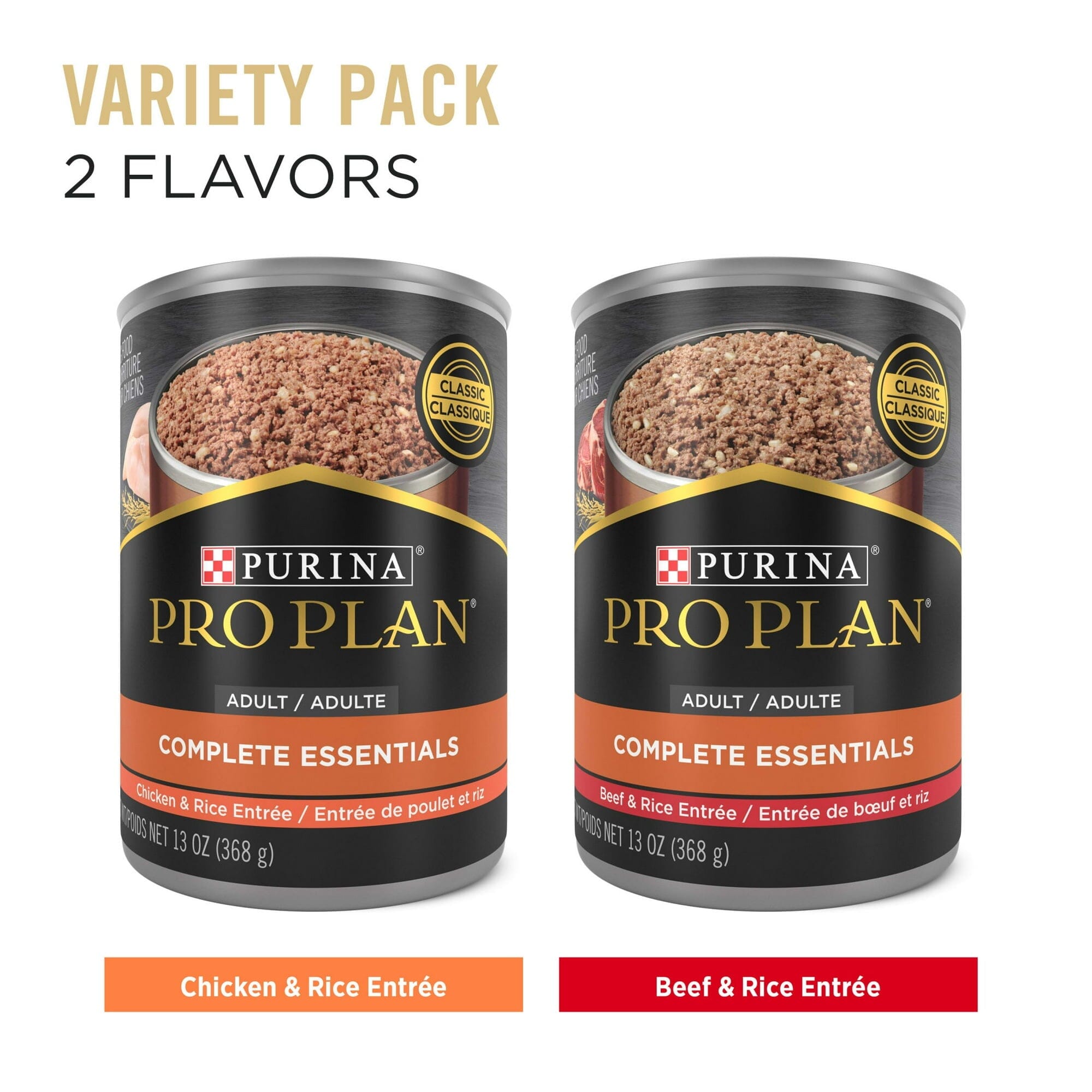 Purina Pro Plan Classic Chicken and Beef with Rice Canned Dog Food - Variety Pack - 13 Oz - 12 Count