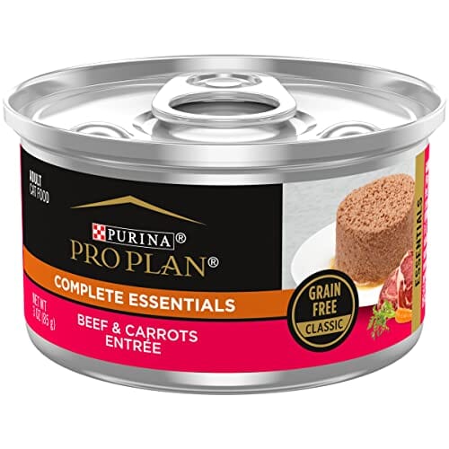 Purina Pro Plan Complete Essentials Grain-Free Classic Beef and Carrots Pate Entrée Canned Cat Food - 3 Oz - Case of 24
