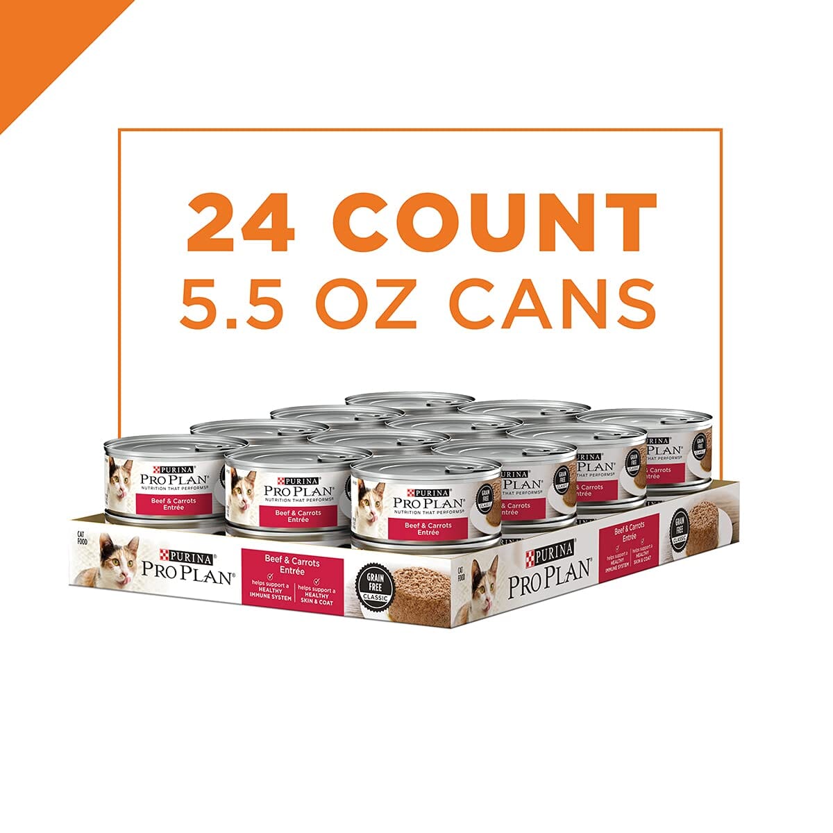 Purina Pro Plan Complete Essentials Grain-Free Classic Beef and Carrots Pate Entrée Canned Cat Food - 5.5 Oz - Case of 24