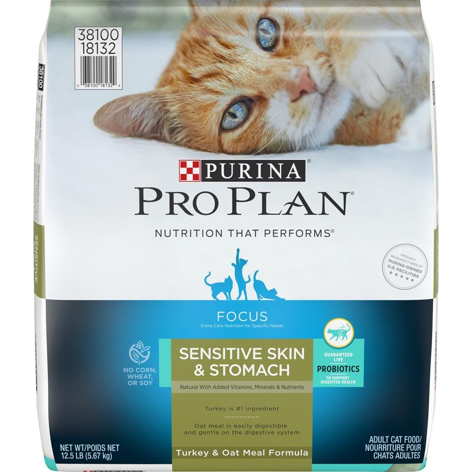 Purina Pro Plan Focus Probiotics Sensitive Skin & Stomach Turkey & Oat Meal Natural Dry Cat Food