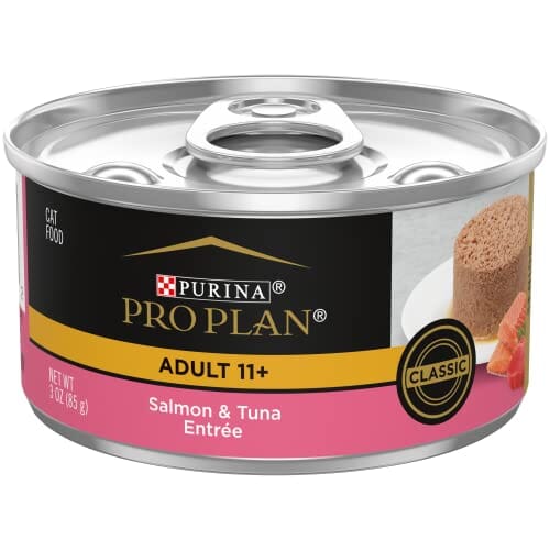 Purina Pro Plan Prime Plus Salmon and Tuna Entrée 7+ Senior Adult Canned Cat Food - 3 Oz - Case of 24