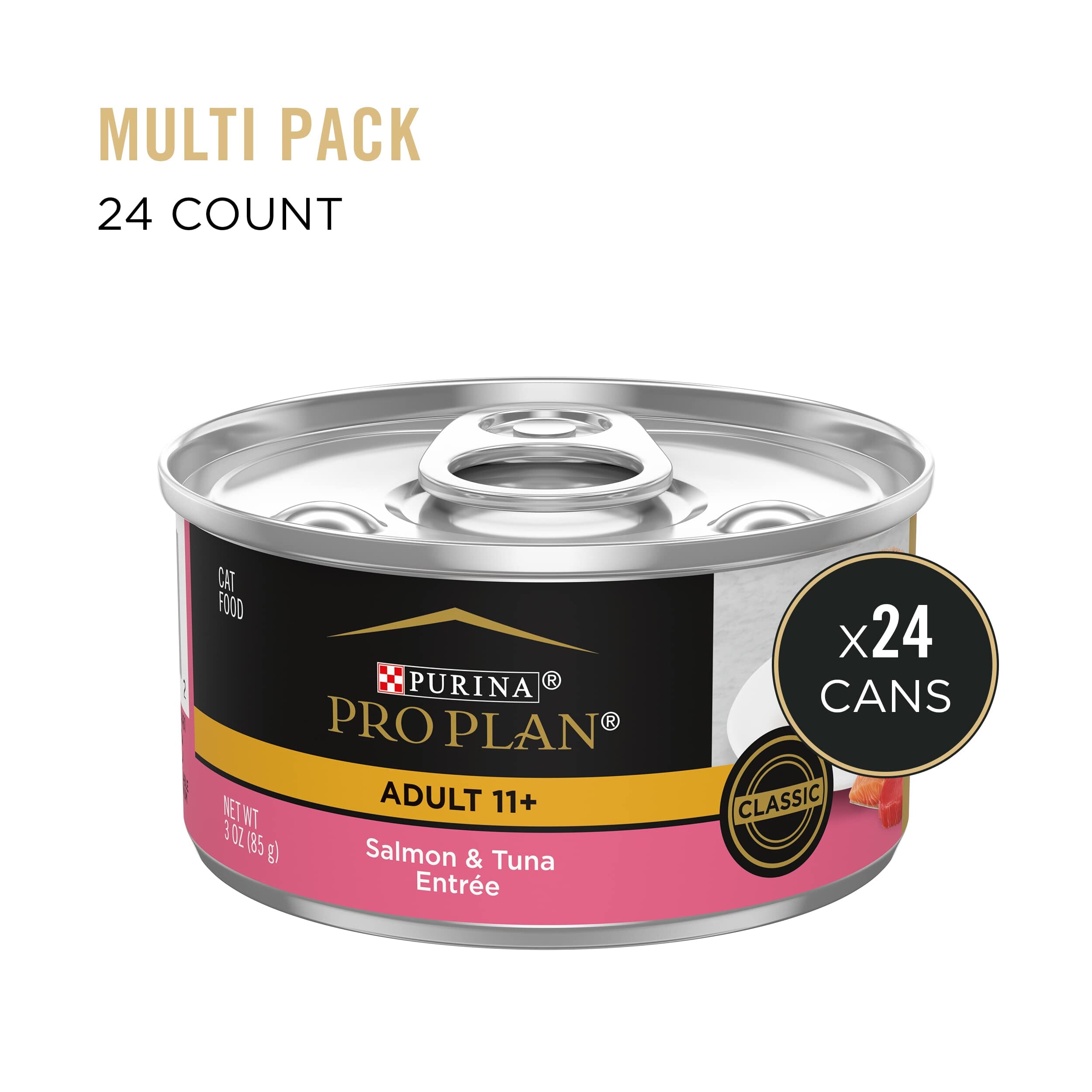 Purina Pro Plan Prime Plus Salmon and Tuna Entrée 7+ Senior Adult Canned Cat Food - 3 Oz - Case of 24