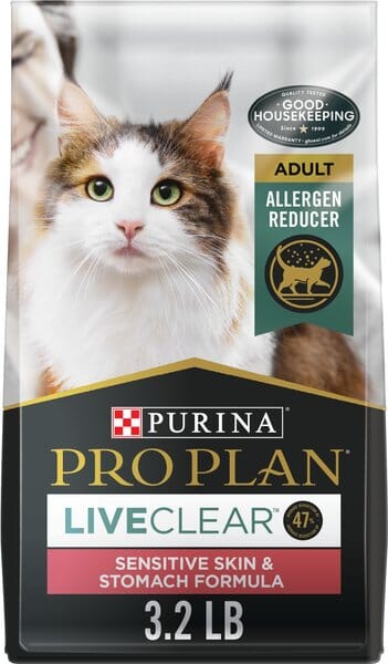 Purina Pro Plan Sensitive Skin and Stomach with Probiotics Turkey and Oatmeal Dry Cat Food - 3.2 Lbs - Case of 6