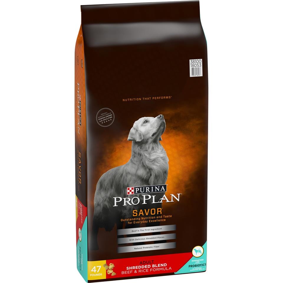 Purina Pro Plan With Probiotics High Protein Shredded Blend Beef & Rice Formula Dry Dog Food
