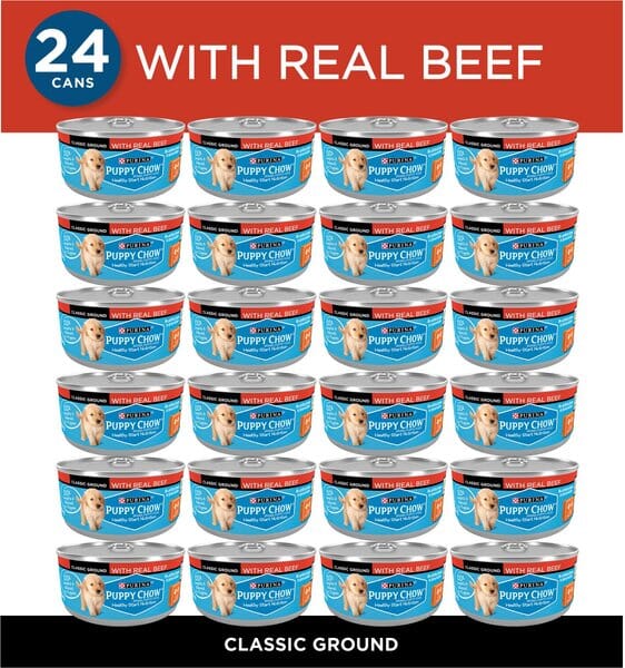 Purina Puppy Chow High-Protein Classic Ground Beef in Gravy Puppy Canned Dog Food - 5.5 Oz - Case of 24