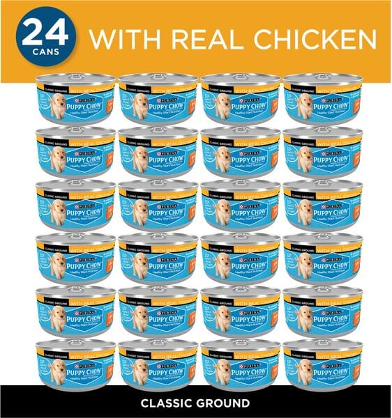 Purina Puppy Chow High-Protein Classic Ground Chicken Pate Puppy Canned Dog Food - 5.5 Oz - Case of 24