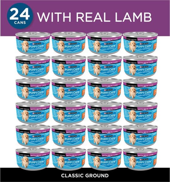 Purina Puppy Chow High-Protein Classic Ground Lamb in Gravy Puppy Canned Dog Food - 5.5 Oz - Case of 24