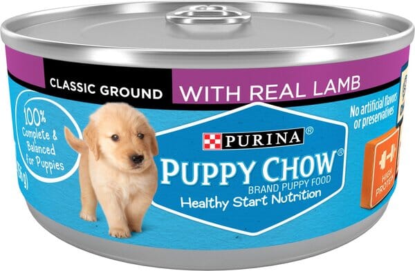 Purina Puppy Chow High-Protein Classic Ground Lamb in Gravy Puppy Canned Dog Food - 5.5 Oz - Case of 24
