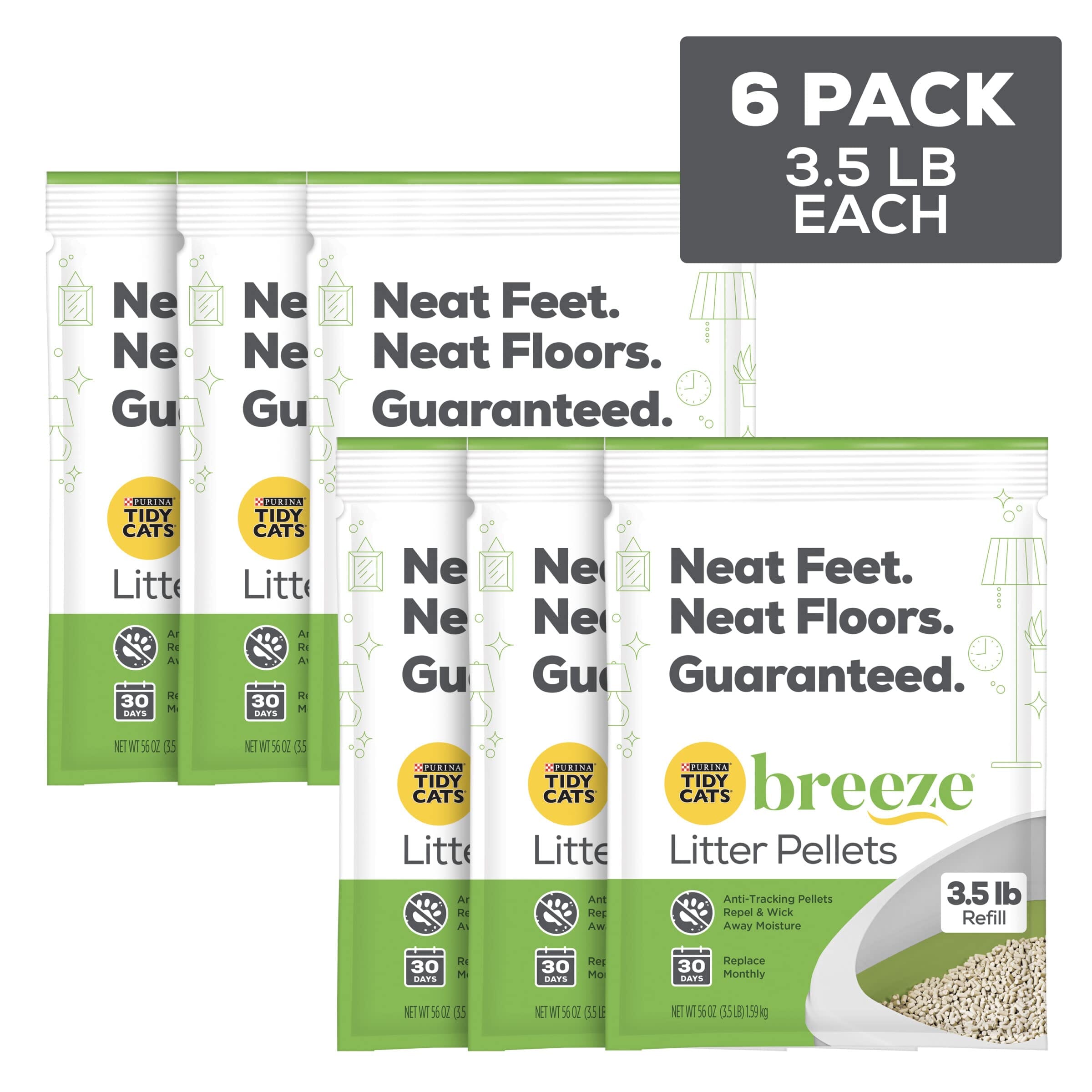 Purina Tidy Cats Breeze Original Pellets Dust-Free Unscented Cat Litter - 3.5 Lbs - Case of 6