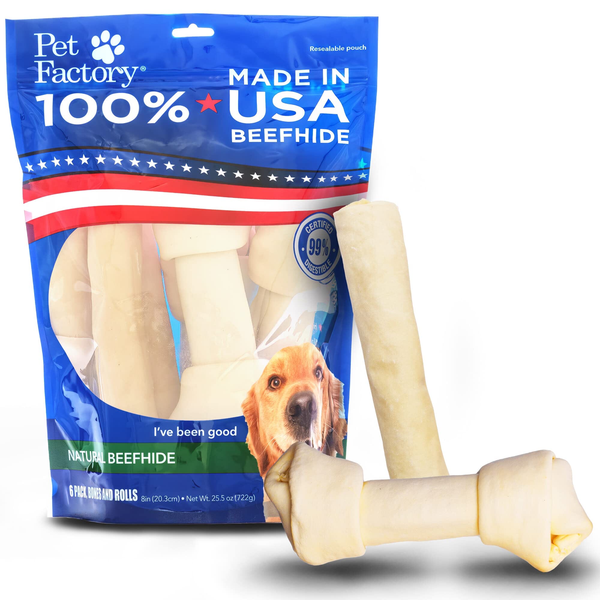 Rawhide Express Beefhide Chew Bones Natural Dog Chews Assorted Value Pack - Large - 3 Lbs