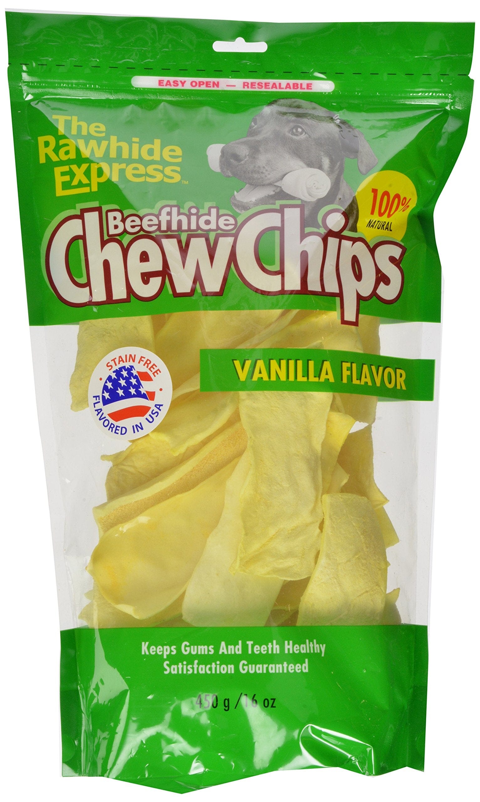 Rawhide Express Beefhide Chew Chips Vanilla Flavored Natural Dog Chews - 1 Lb