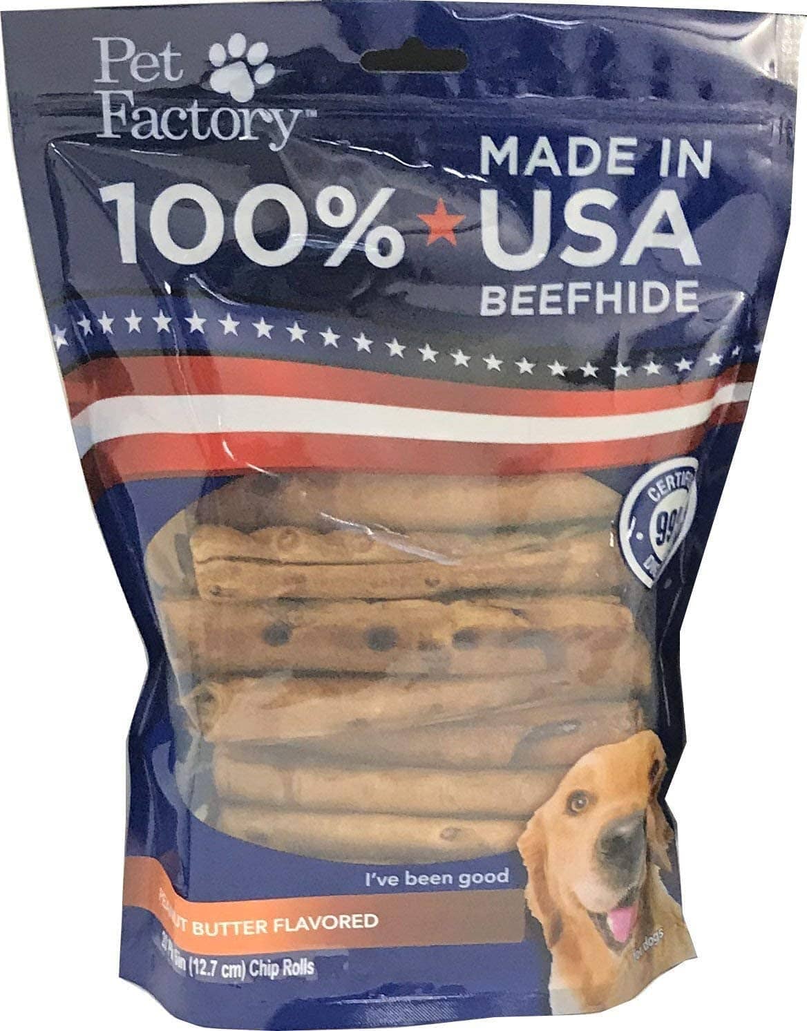 Rawhide Express Beefhide Roll Peanut Butter Flavored Natural Dog Chew - 9-10" Inches