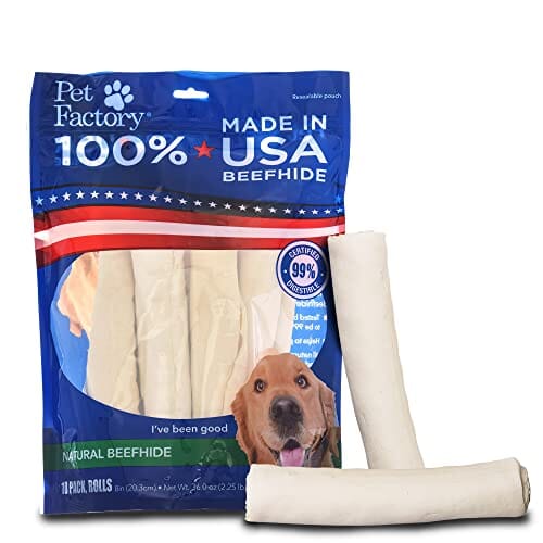 Rawhide Express Value Pack Beefhide Natural Dog Chew Rolls - 9-10" Inches - 4 Lbs - 12 Pack