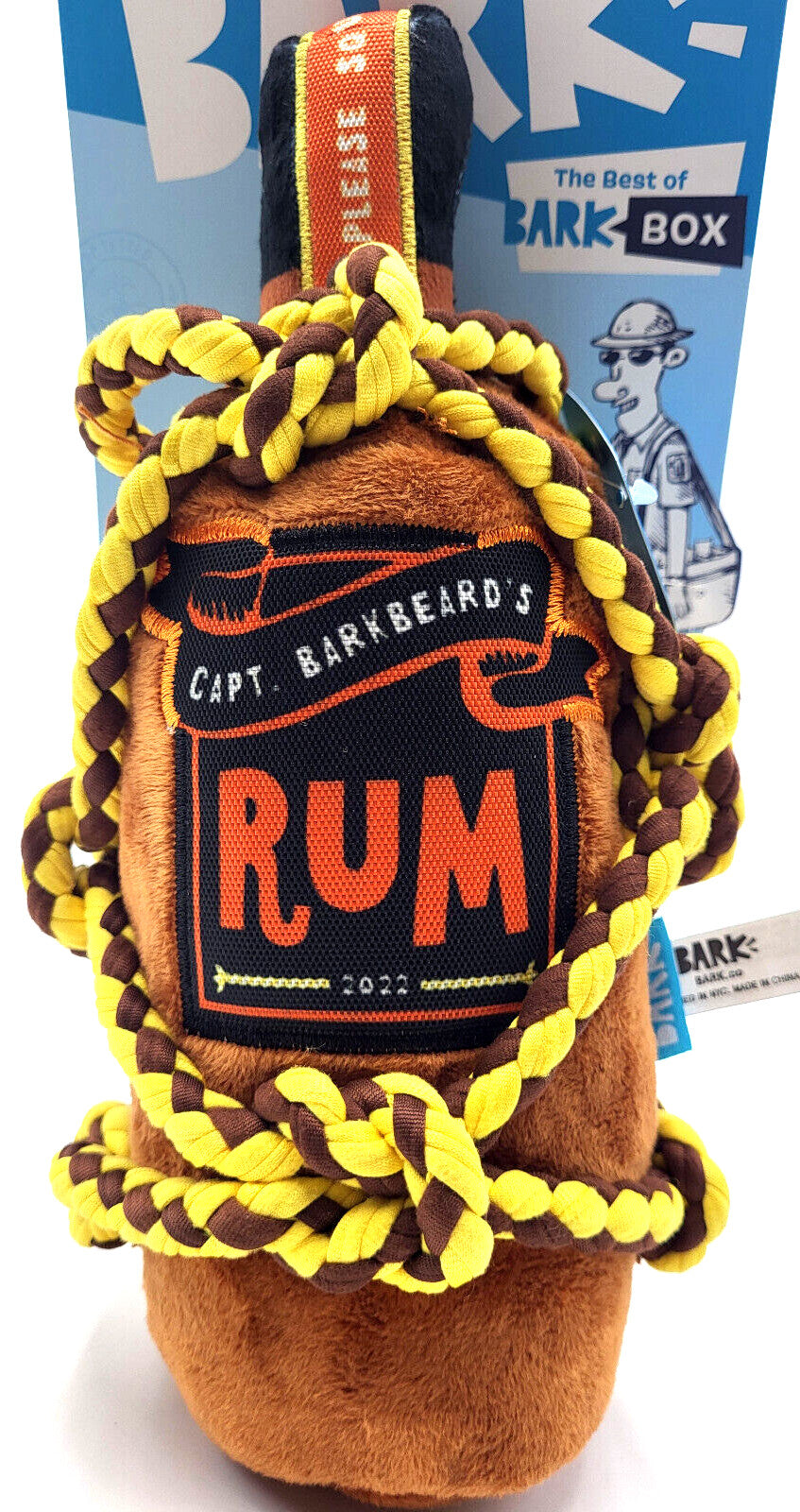 Bark Box Barkbeards Run Squeaky Bottle Rope and Plush Dog Toy - Brown