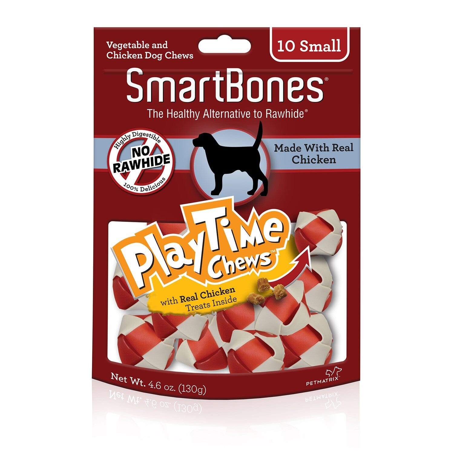Smartbones Playtime Chews with Real Chicken Inside Dog Dental and Hard Chews - Chicken and Vegetable - Small - 10 Pack
