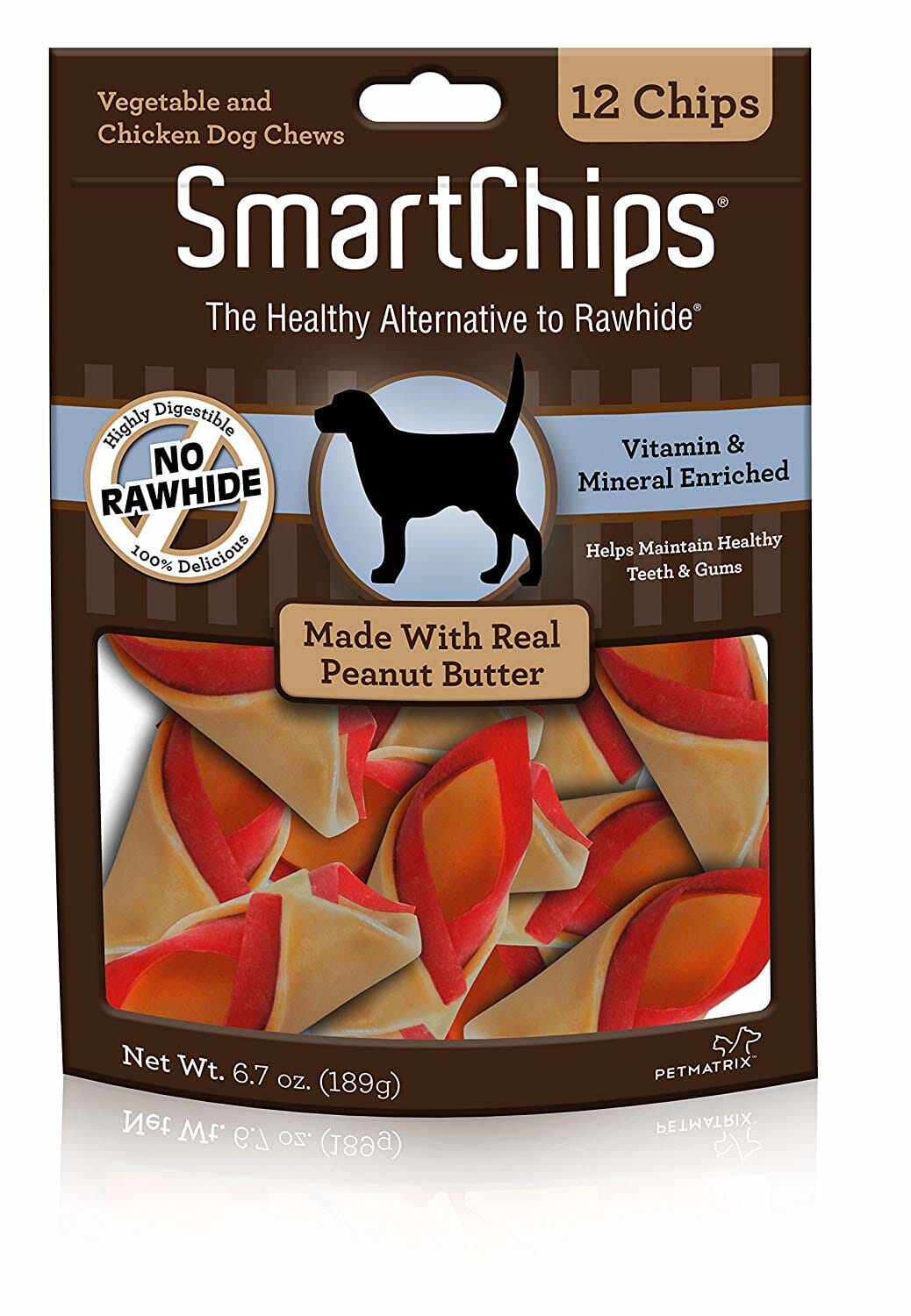 Smartbones Smartchips Dog Dental and Hard Chews - Peanut Butter - 12 Pack