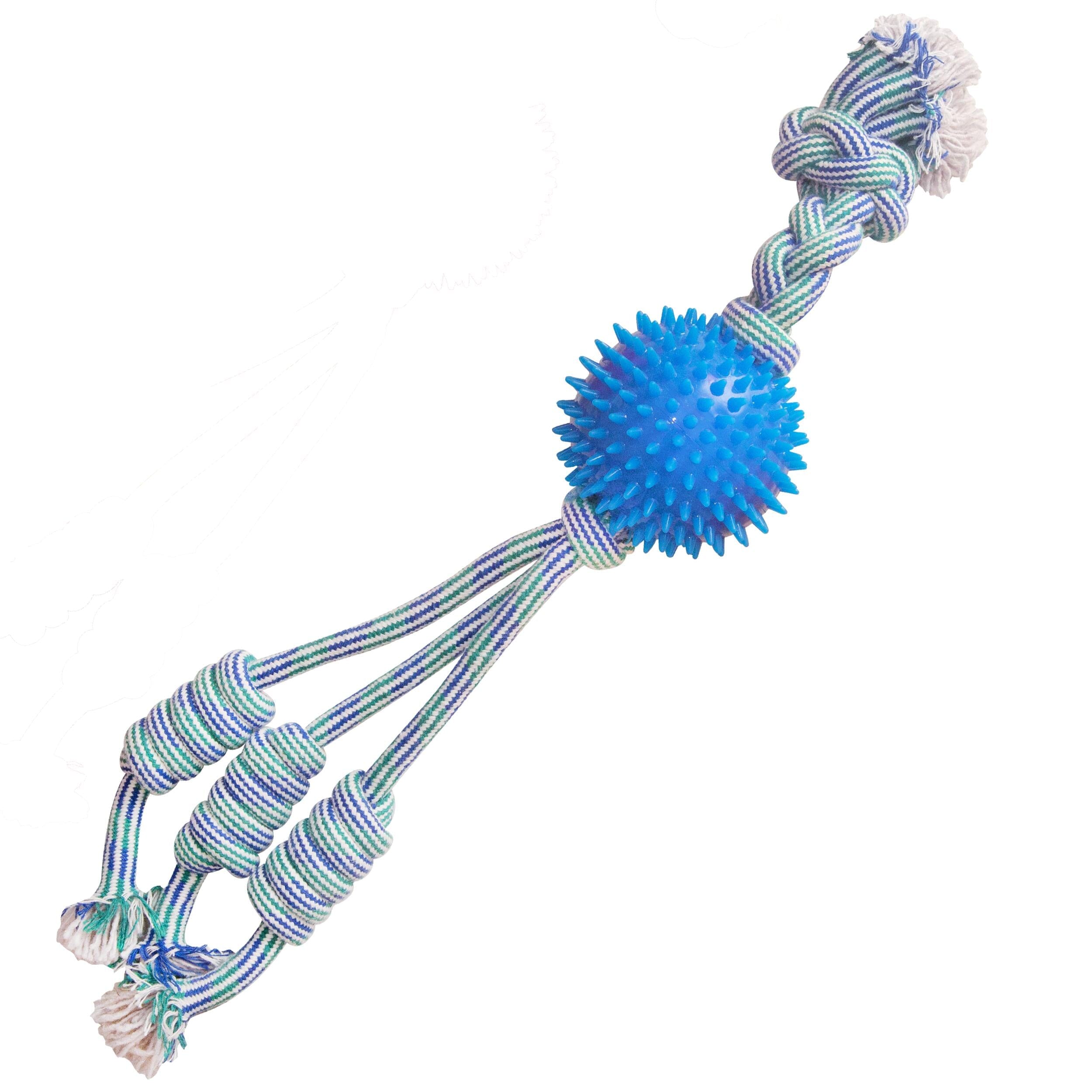 Snugarooz Feel N' Spikey Rope and Ball Tug Dog Toy - 23" Inches