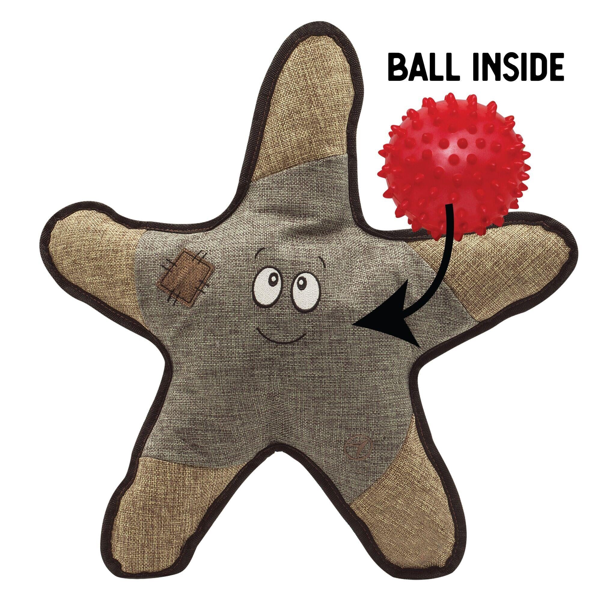 Snugarooz Sophie The Startfish Squeak and Crinkle Plush Nylon Dog Toy with Inner Spikey Ball - 21" Inches