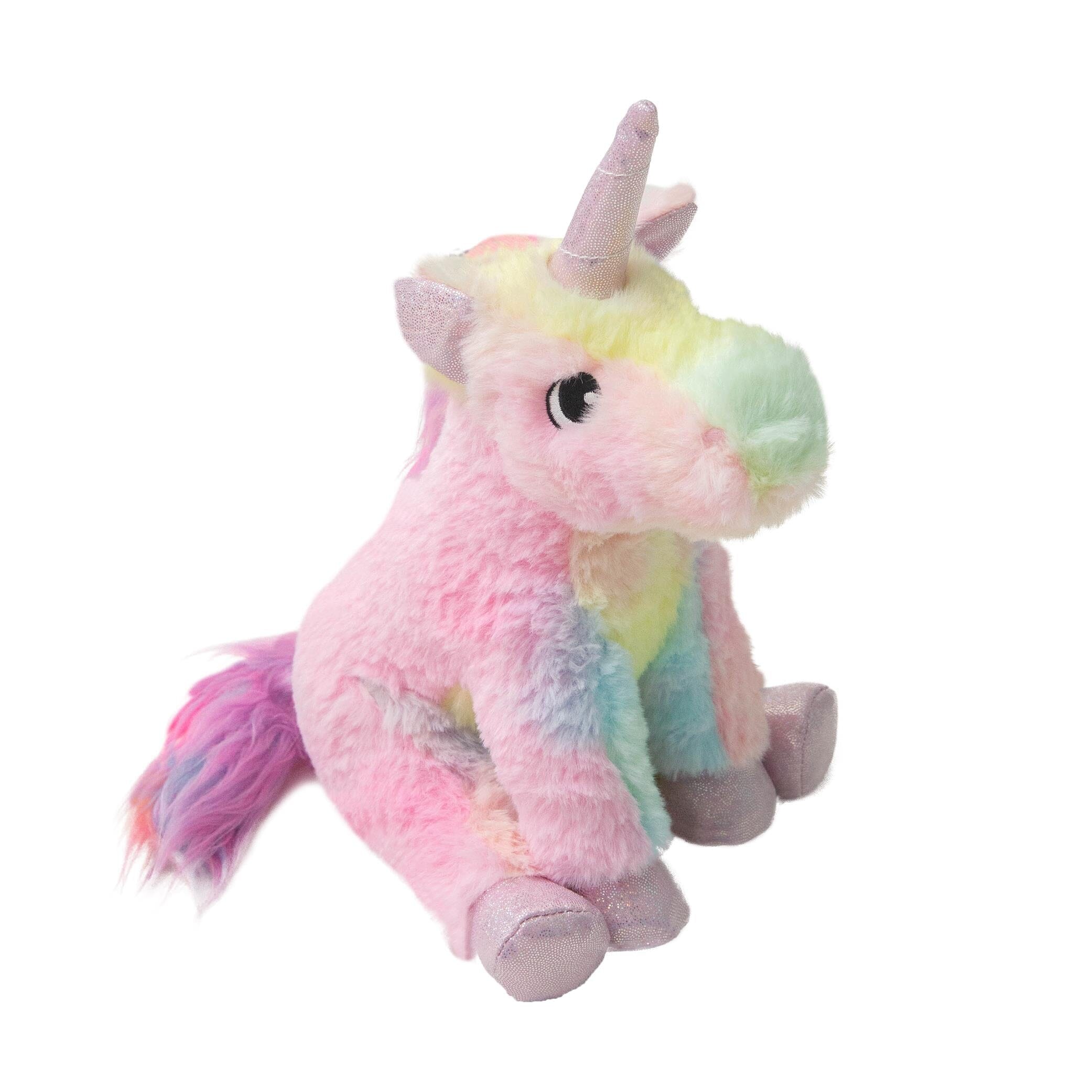 Snugarooz Tye Dye Unicorn Squeak and Crinkle Plush Dog Toy - 11" Inches