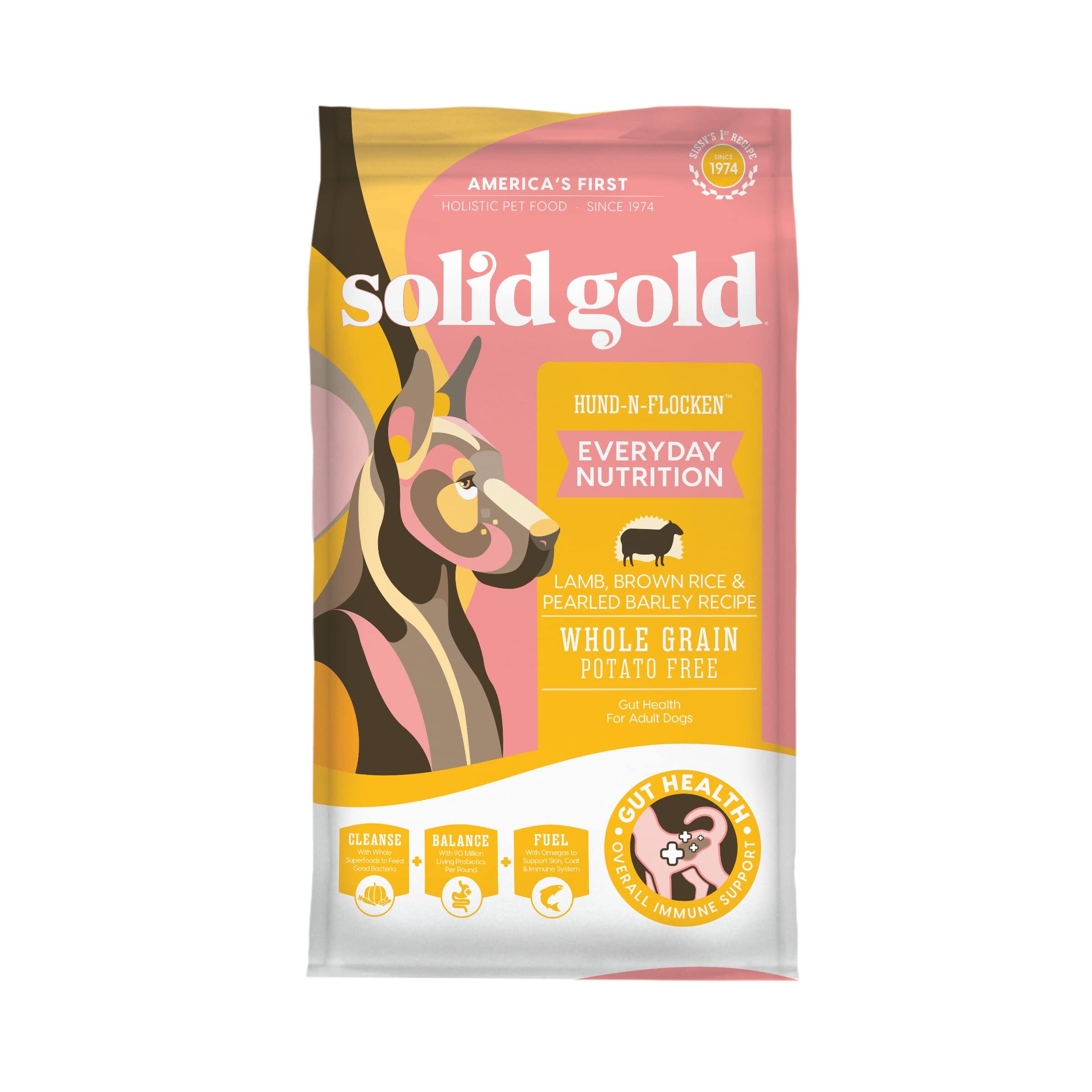Solid Gold Hund-N-Flocken Whole Grain Beef Brown Rice and Barley Adult Dry Dog Food - 12 Lbs