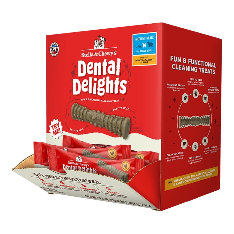 Stella & Chewy's Dental Delights Chicken Freeze-Dried Dental Dog Treats - Dogs 26-50 Lbs - Medium