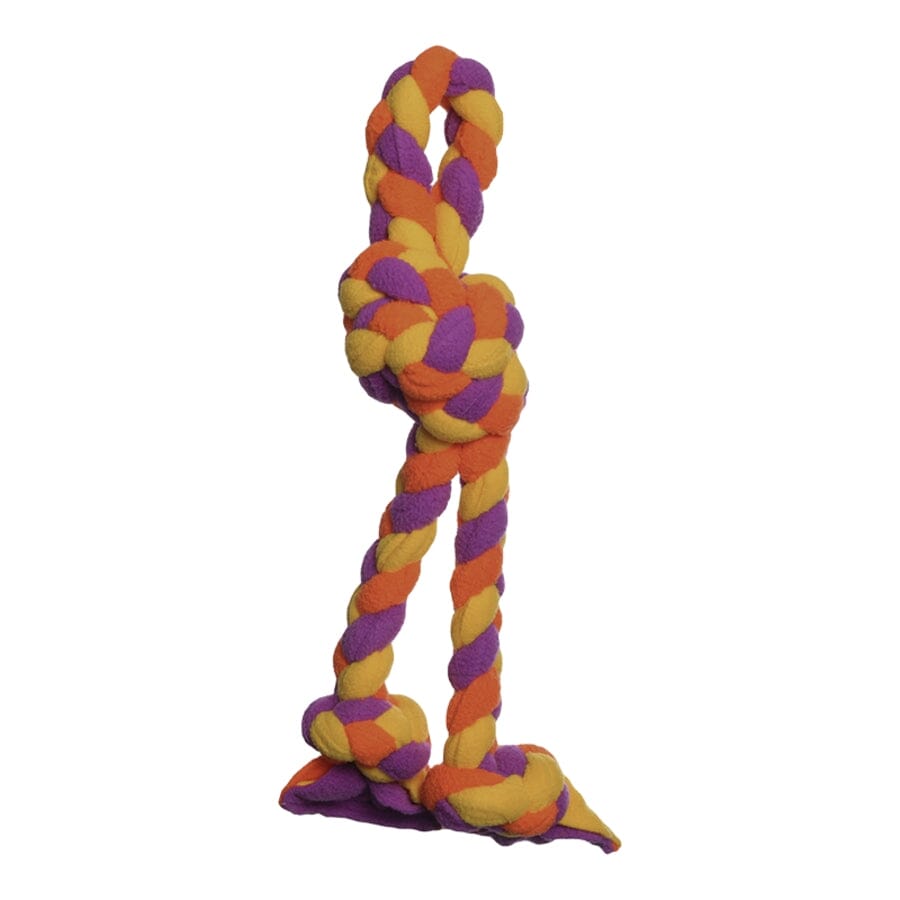 Tall Tails Braided Goat Fleece Fetch and Tug Rope Dog Toy - Orange and Purple - 15 Inch