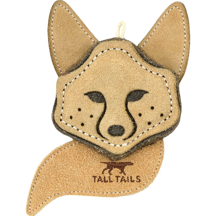 Tall Tails Natural Leather Scrappy Critter Fox Chew and Fetch Dog Toy - 4 Inches