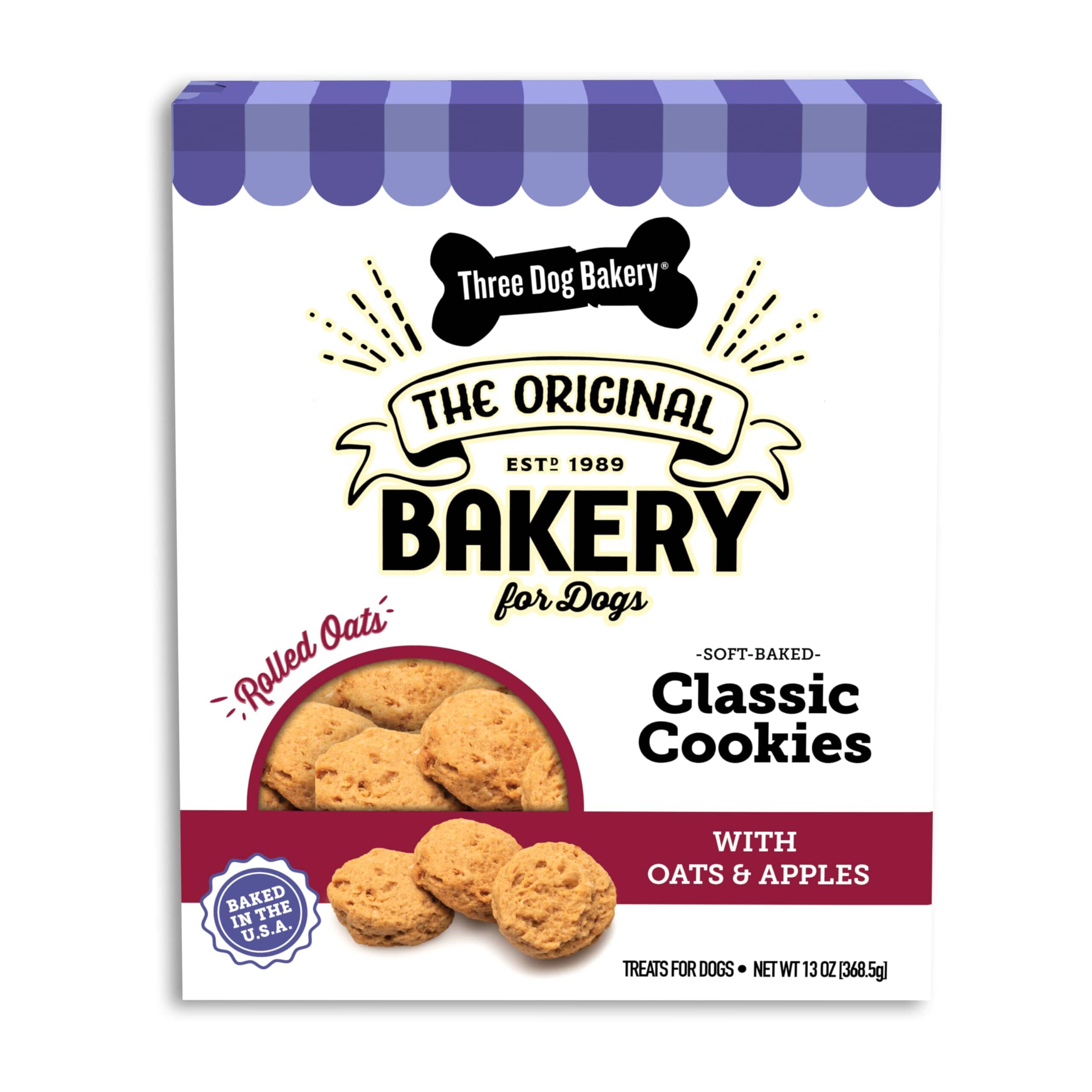 Three Dog Bakery Double Reward Soft Cookies Dog Biscuits Treats - Apple/Cheese - 10 Oz - 6 Pack
