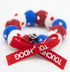 Touchcat ® Pom-Pom Patterned Designer Cat Neck Collar with Chime Bell - Red White and Blue