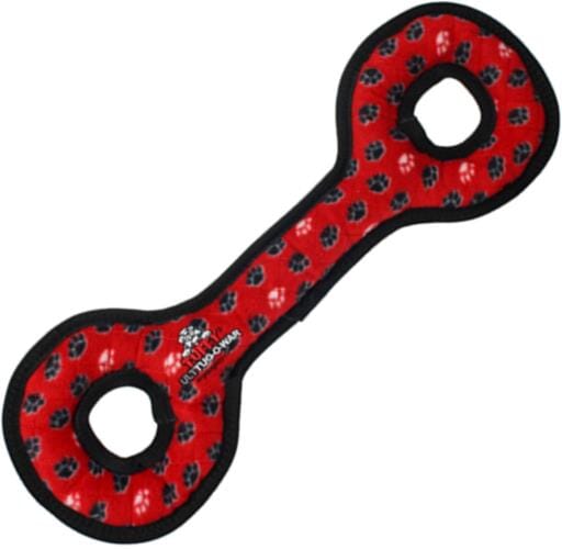 Tuffy's Ultimate Tug O' War Paw-Patterned Float and Squeak Nylon and Plush Dog Toy - Red