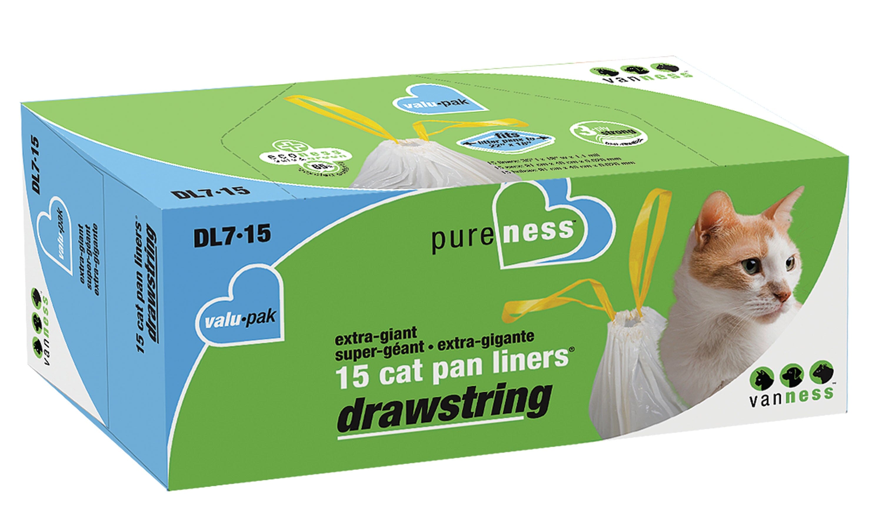 Van Ness Drawstring Cat Pan Liners - Ivory - X tr Giant - 15 Count