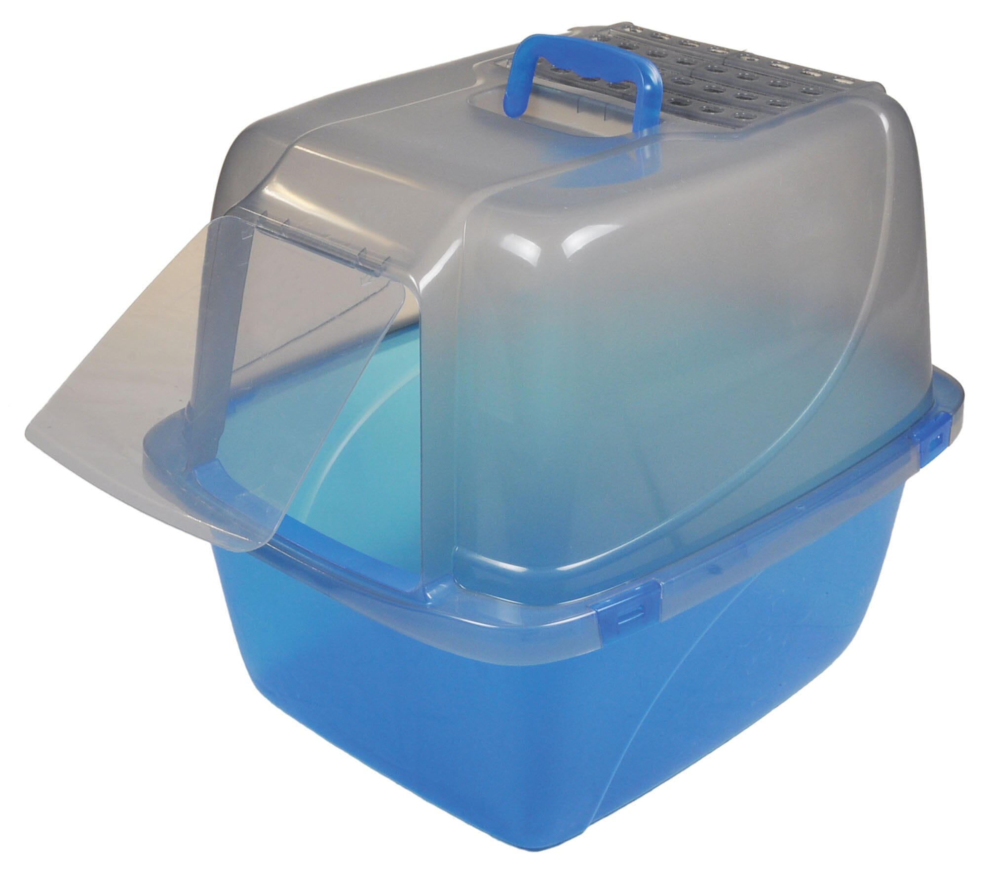 Van Ness Translucent Enclosed Cat Litter Pan - Blue - X tr Giant