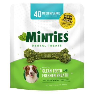 VETIQ Minties Peppermint Flavored Bone Dental Dog Chews Treats - Medium/Large - 32 Oz