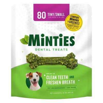 VETIQ Minties Peppermint Flavored Bone Dental Dog Chews Treats - Tiny/Small - 32 Oz