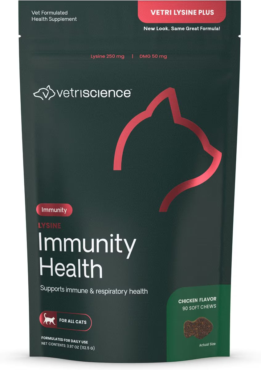 Vetriscience Labs Immune Support VetriLysine Plus Chewable Cat Supplements - 90 ct Pouch