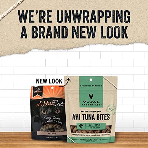 Vital Essential's Grain-Free Ahi Tuna Bites Freeze-Dried Crunchy Cat Treats - 1.1 Oz
