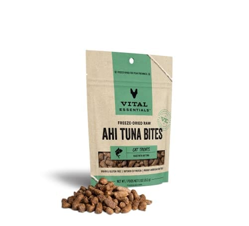 Vital Essential's Grain-Free Ahi Tuna Bites Freeze-Dried Crunchy Cat Treats - 1.1 Oz