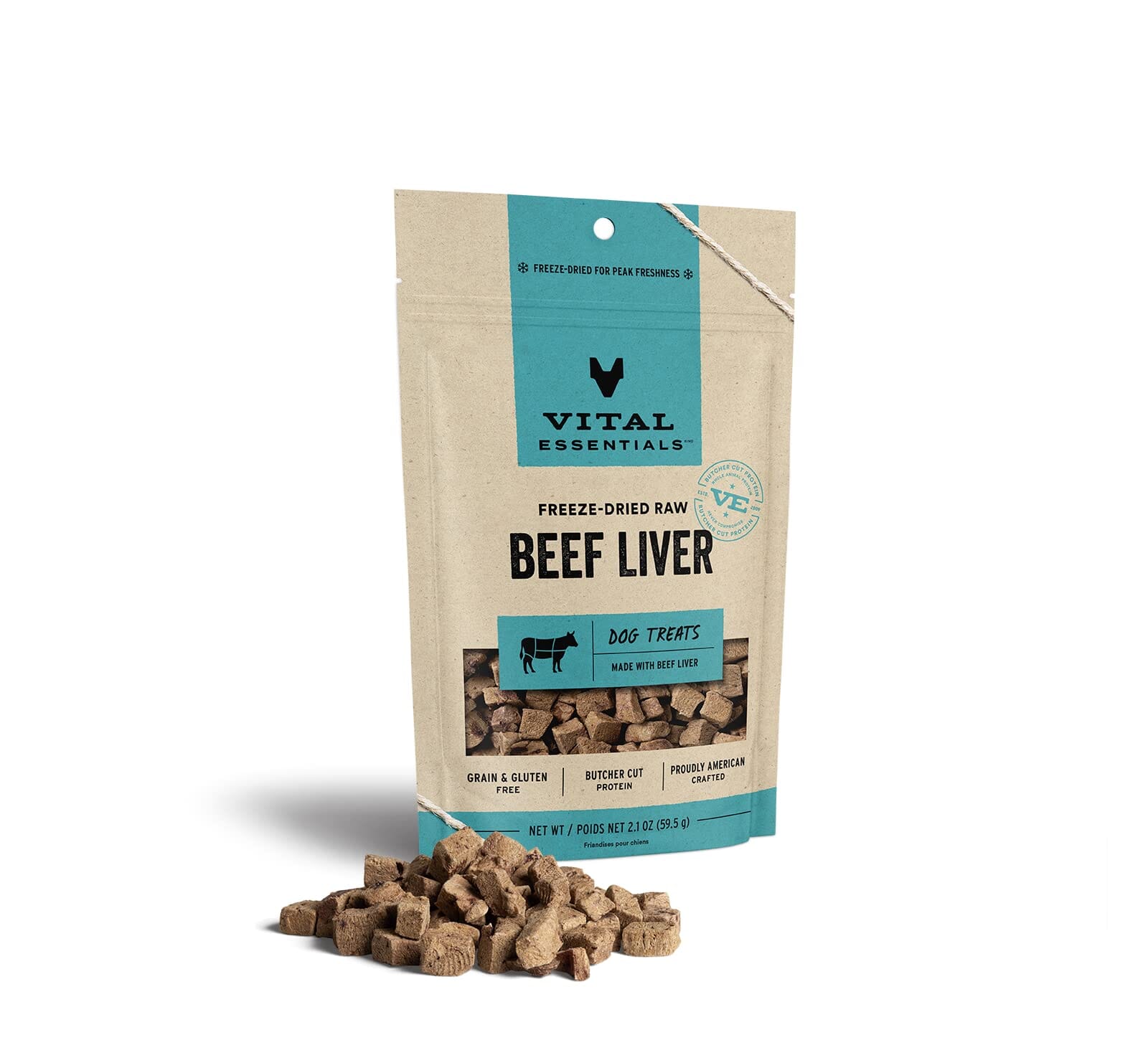 Vital Essential's Grain-Free Beef Liver Freeze-Dried Dog Treats - 2.1 Oz