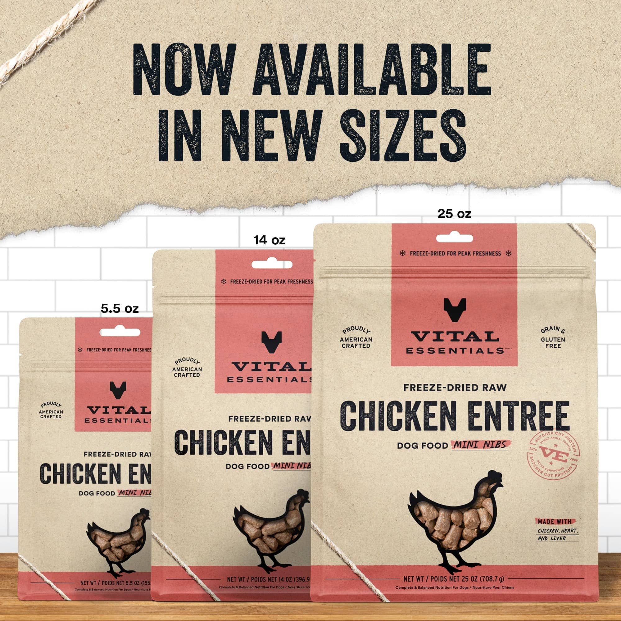 Vital Essential's Grain-Free Chicken Entrée Mini Nibs Freeze-Dried Dog Food - 5.5 Oz