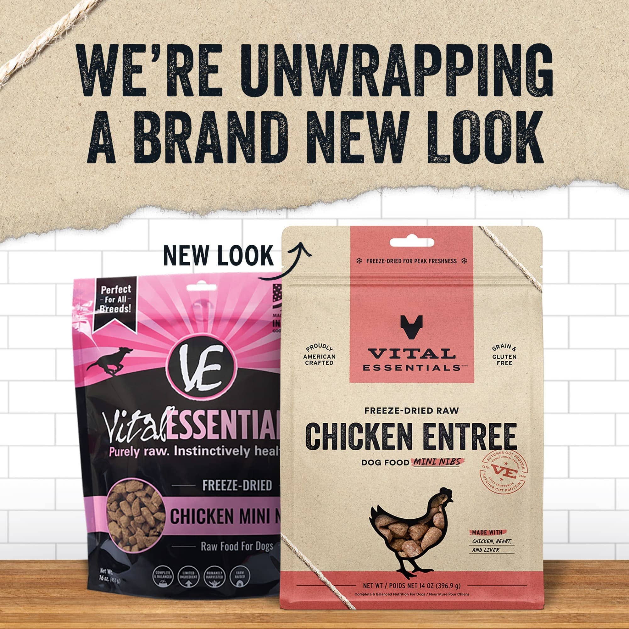 Vital Essential's Grain-Free Chicken Entrée Nibs Freeze-Dried Dog Food - 14 Oz