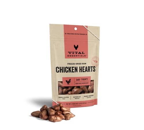 Vital Essential's Grain-Free Chicken Hearts Freeze-Dried Dog Treats - 1.9 Oz