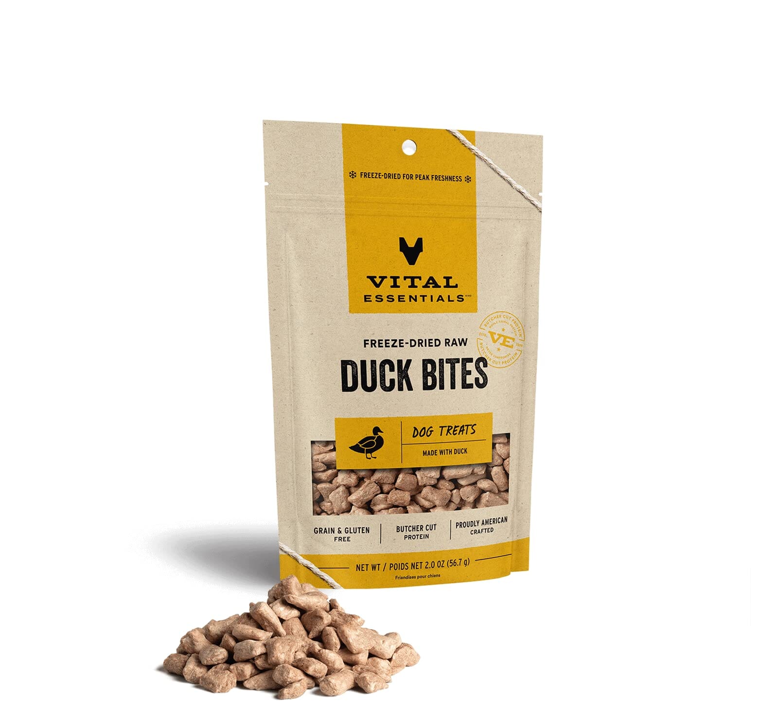 Vital Essential's Grain-Free Duck Bites Freeze-Dried Dog Treats - 2 Oz