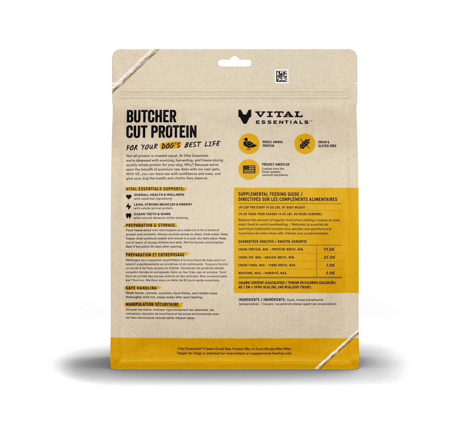 Vital Essential's Grain-Free Protein Mix-in Duck Mini Nibs Freeze-Dried Dog Food Topper - 18 Oz