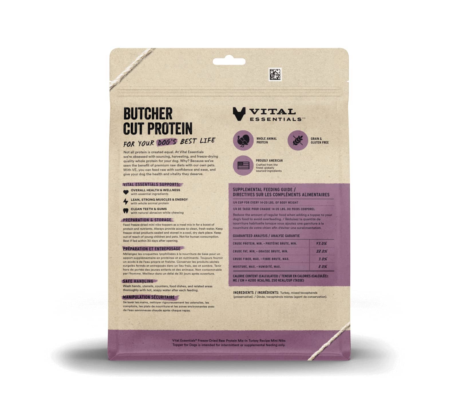 Vital Essential's Grain-Free Protein Mix-in Turkey Mini Nibs Freeze-Dried Dog Food Topper - 18 Oz