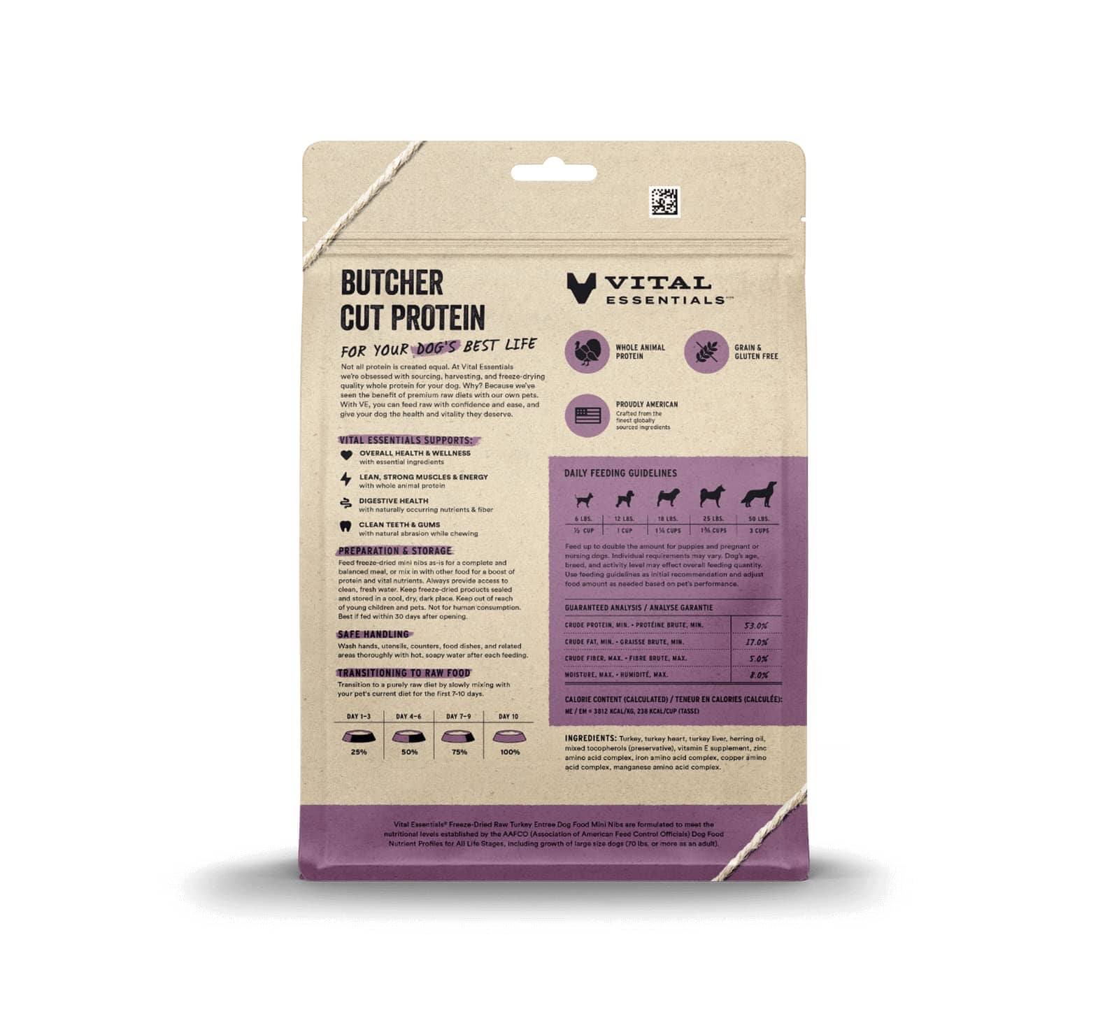 Vital Essential's Grain-Free Turkey Entrée Mini Nibs Freeze-Dried Dog Food - 14 Oz