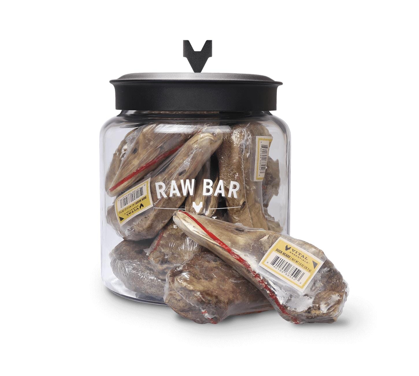Vital Essential's Raw Bar Freeze-Dried Duck Heads Natural Dog Chews - 20 Piece - 28 Oz