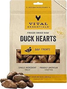 Vital Essential's Raw Bar Freeze-Dried Duck Hearts Natural Dog Chews - 150 Piece - 30 Oz