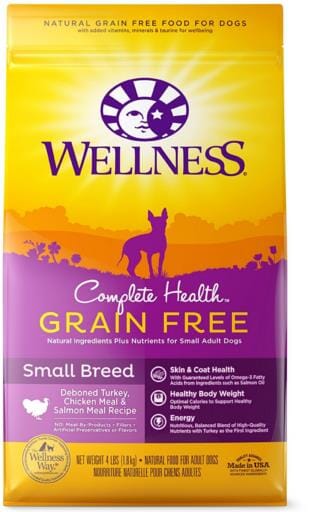 Wellness Complete Health Grain Free Small Breed Deboned Turkey, Chicken Meal and Salmon Meal Recipe Dry Dog Food